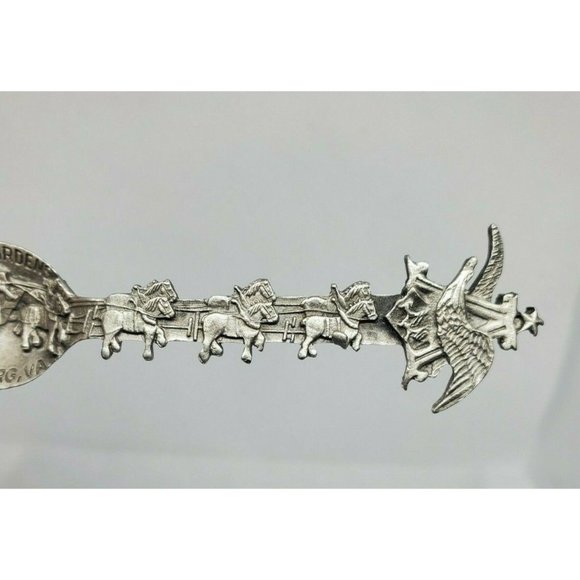 Fort Busch Gardens Williamsburg VA Eagle Embossed Pewter Mini Spoon | Vintage - Picture 6 of 12
